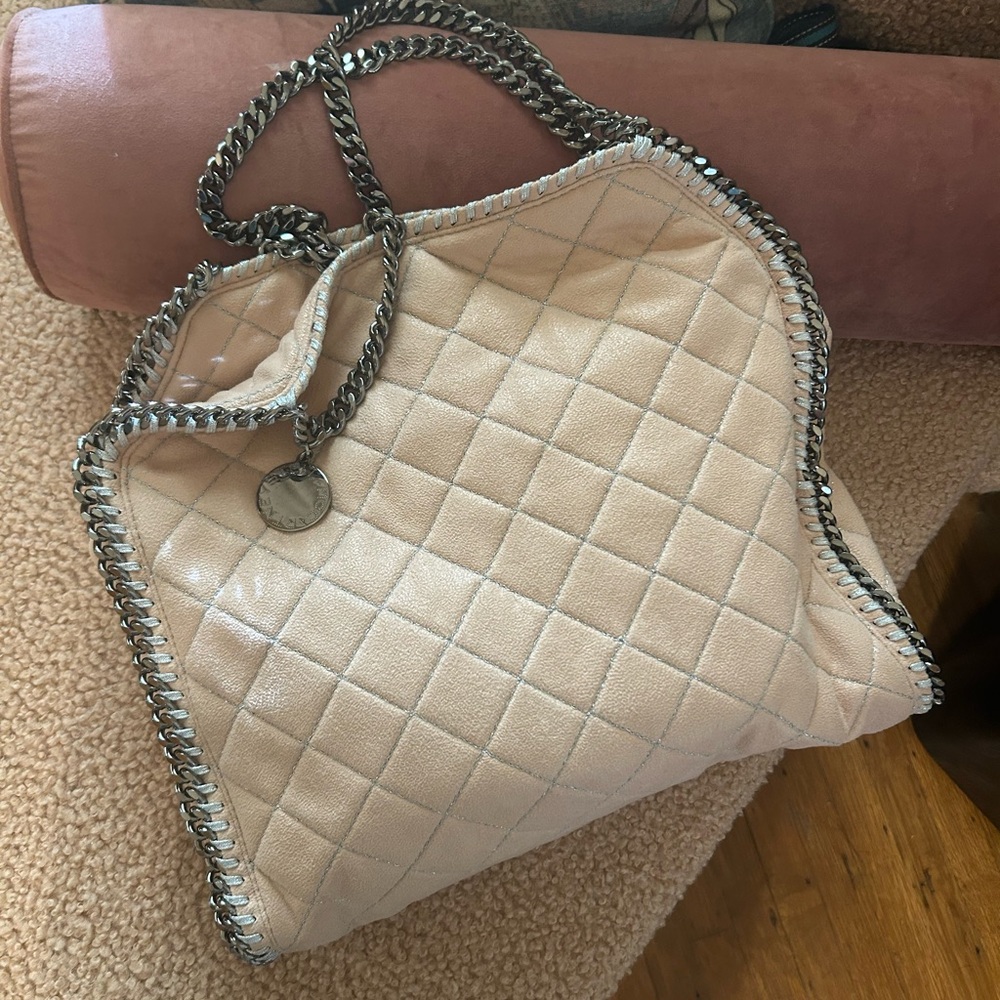 Stella McCartney Quilted Hobo Bag - Cream with Silver Chain